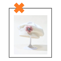 Kinder baret wit met roze bloem